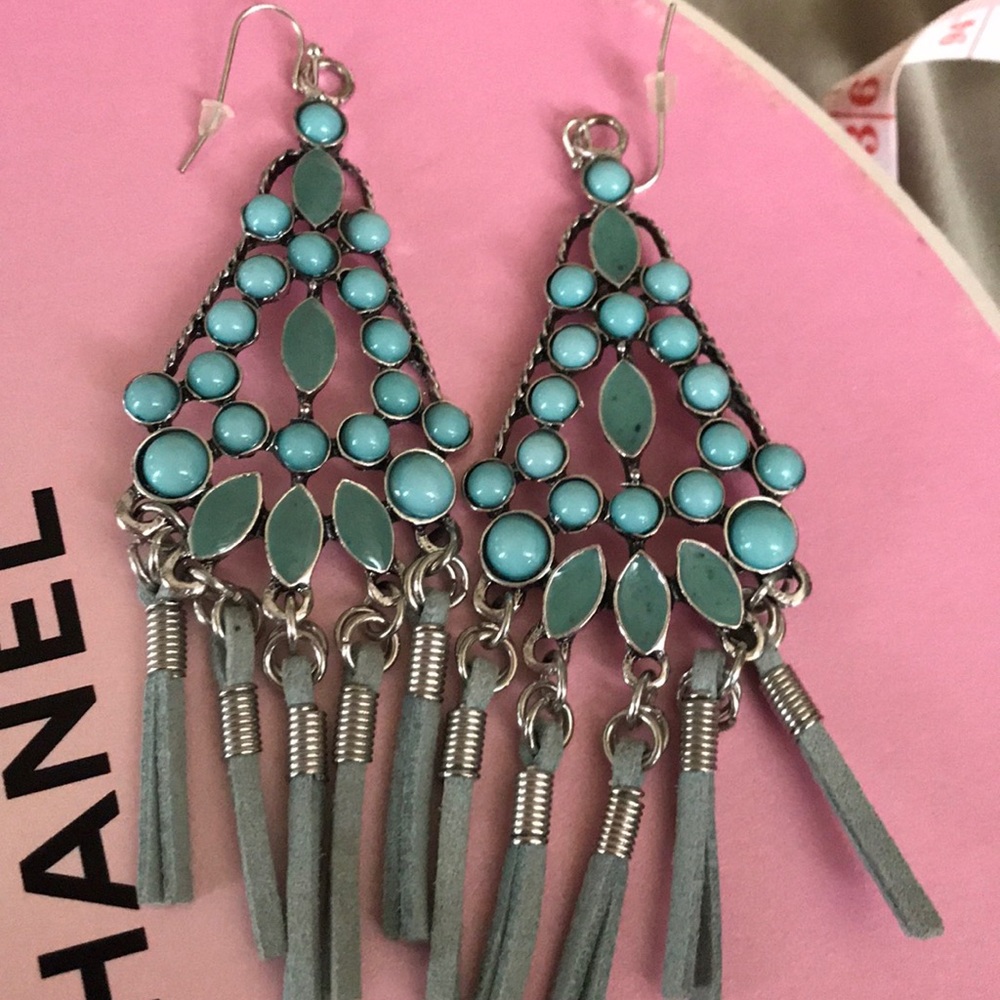 Turquoise Earrings Tassels